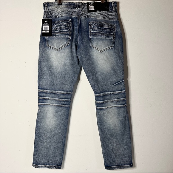 XRAY Stretch Moto Jeans W 34/32 Lt Blue Wash Bikercore - Picture 2 of 9